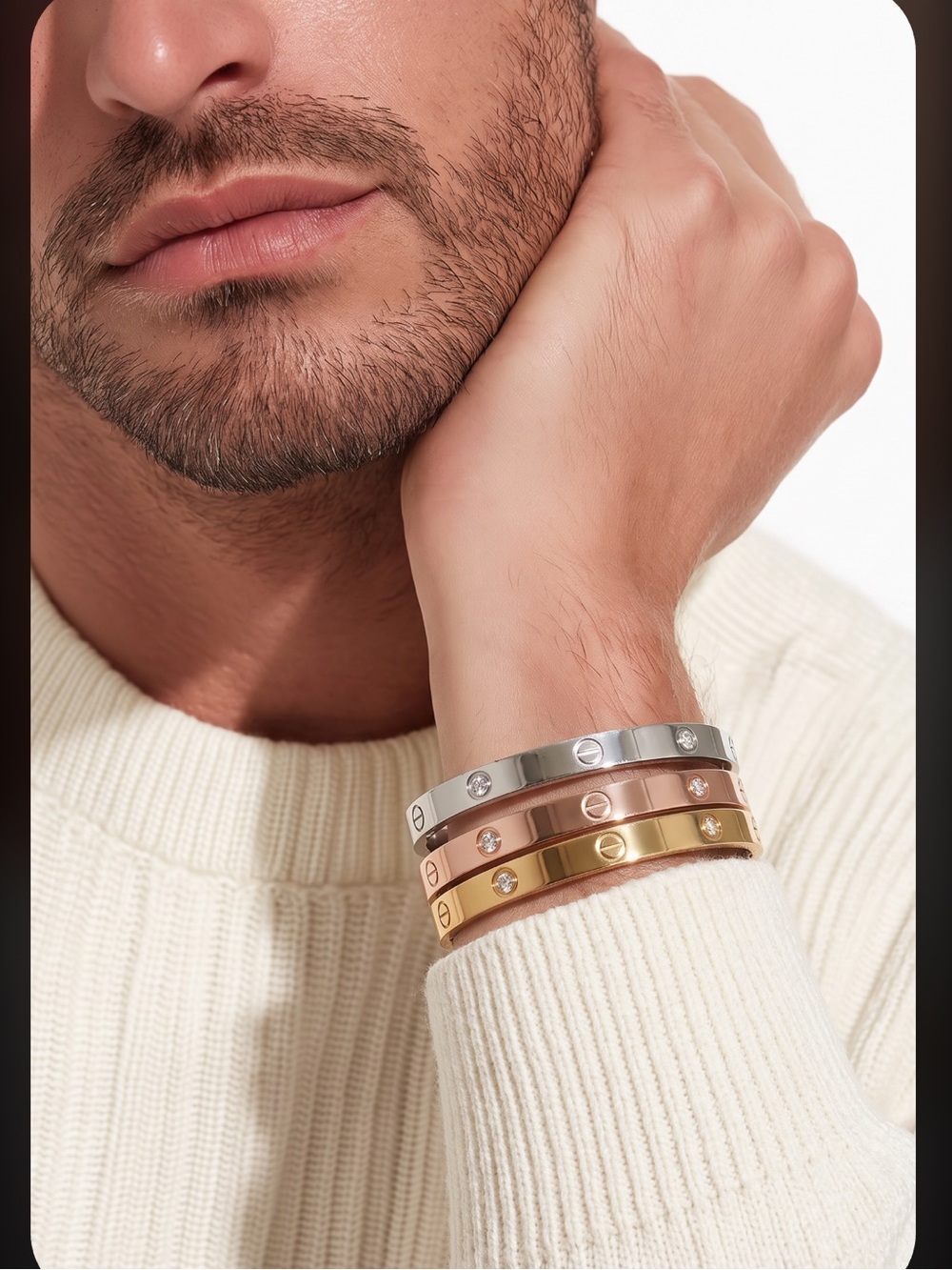 Men’s Iconic Screw Bracelets in Gold, Rose Gold & Silver